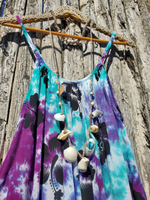 Tie Dye Parachute Dress with Hibiscus Flowers
