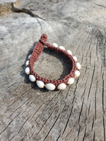 Brown Hemp Bracelet with Seed Beads