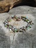 Long Necklace with Grey Pearls, Canadian Jade, Labradorite & Amazonite Beads
