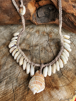 Crocheted Shell Statement Necklace