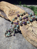 36" Long African Turquoise & Amethyst Necklace or Wrap Bracelet