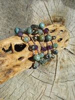 36" Long African Turquoise & Amethyst Necklace or Wrap Bracelet